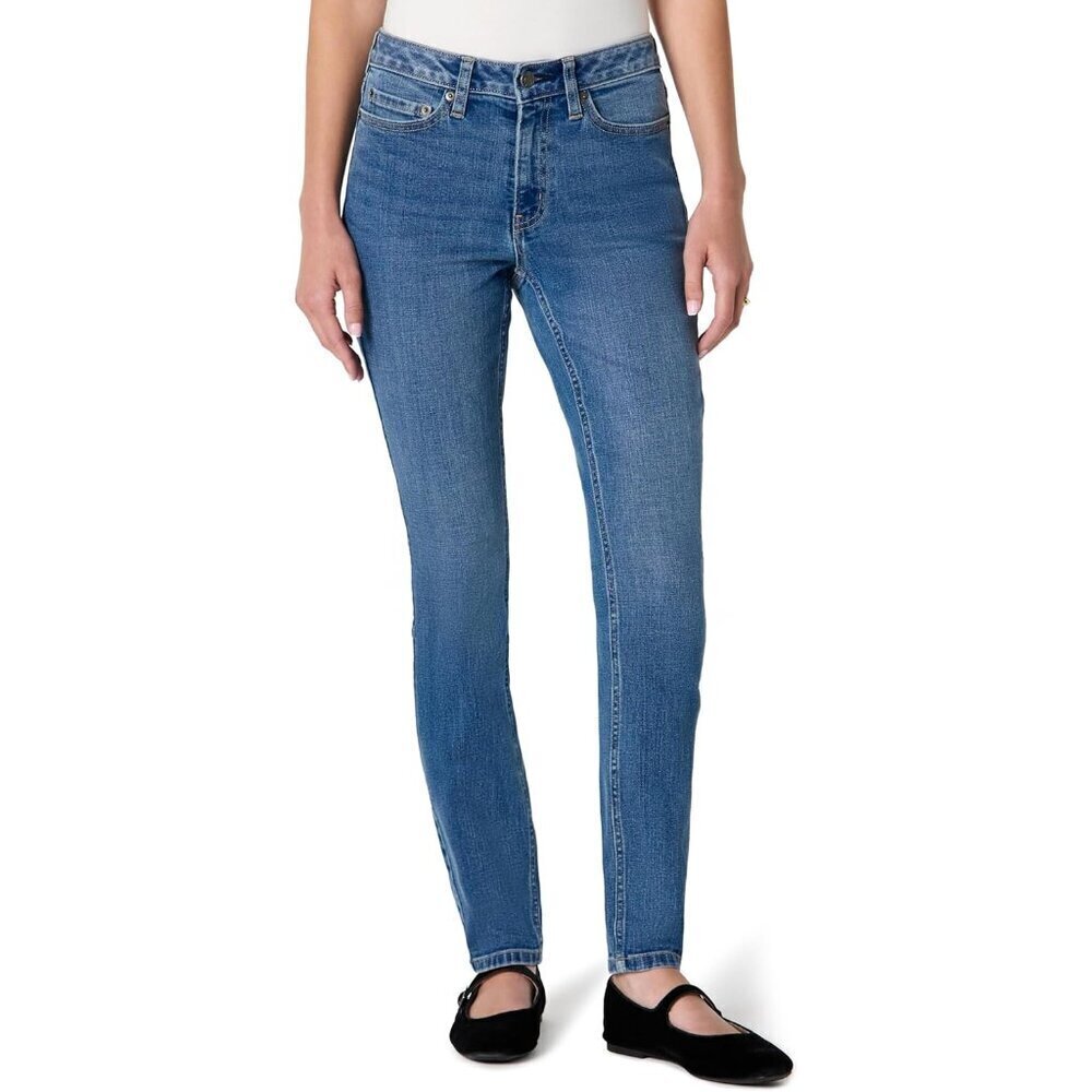 Womens Skinny Jeans High Stretch Mid-Rise Cotton Blend Zipper Closure